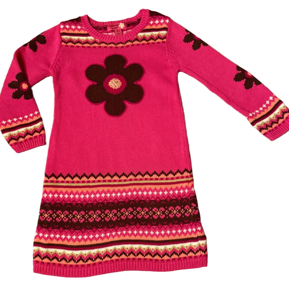 🦃 Chelsea’s Corner cotton sweater dress pink with brown flowers size 4